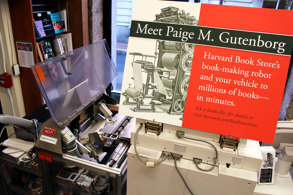 Paige M. Gutenborg, Harvard Book Store's book-printing robot